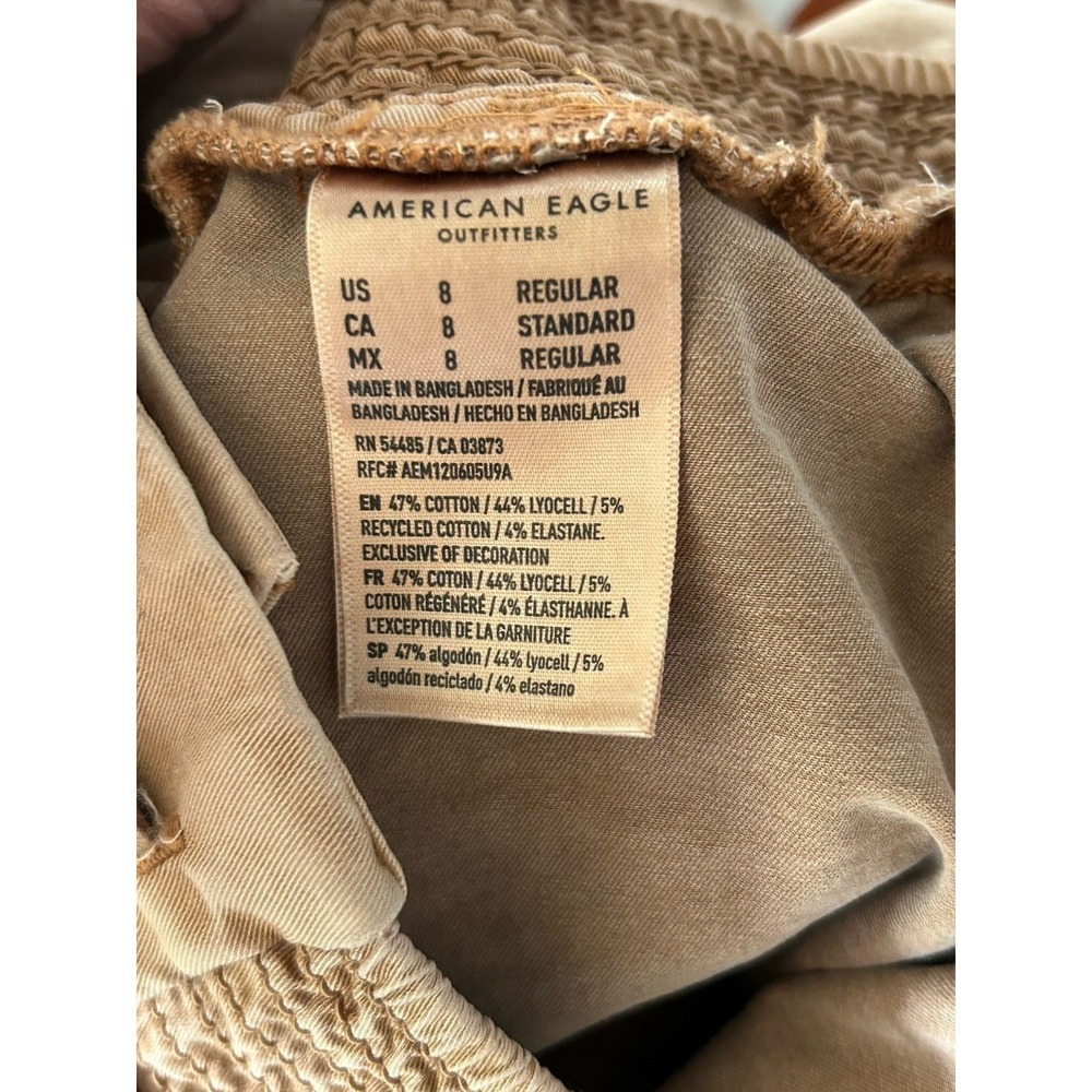 American Eagle Jogger Pants Women's 8 Tan Stretch Elastic Waist Drawstring - Picture 6 of 6